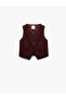 Lined Sleeveless Buttoned V-Neck Blazer Vest - 5