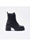 Jane Black Zippered and Laced Leather Women's Heeled Boots - 3