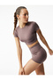 Slim Fit Short Sleeve Crew Neck Crop Sports T-Shirt