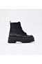 Martines Black Women's Lace-Up Zipper Detailed Leather Boots - 3