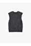 Sleeveless Stand Collar Textured Knitwear Sweater - 4