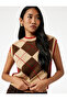 Baklava Patterned Sleeveless Crew Neck Sweater