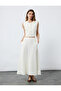 Comfortable Fit Floral Textured Long Flared Skirt with Pockets - 2