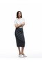 Slim Fit Midi Length Pencil Skirt with Glitter Metallic Thread Detail and Slit Detail