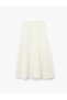 Comfortable Fit Floral Textured Long Flared Skirt with Pockets - 4