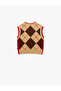 Baklava Patterned Sleeveless Crew Neck Sweater - 4
