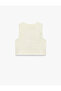 V-Neck Floral Textured Bow Front Tie Detailed Vest - 4