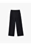 Wide Leg Long Palazzo Trousers with Pile Detail and Pockets - 5
