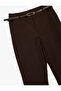 Slim Fit Pocketed Belt Detailed Spanish Leg Fabric Trousers - 5