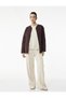 Long Sleeve Pocketed Crew Neck Zippered Oversize Quilted Jacket - 2