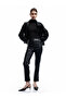 Normal Waist Slim Fit Faux Leather Trousers with Pockets