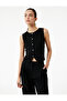 Crepe Scuba Fabric Crew Neck Buttoned Blazer Vest