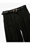 Regular Waist Straight Wide Leg Palazzo Pants with Belt and Pockets - 5