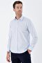 Men's Dark Blue Long Sleeve Hard Collar Cotton Slim Fit Shirt 1004235357 - 3