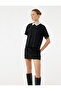 Color Contrast Short Sleeve Shirt Collar Stone Detailed T-Shirt - 3