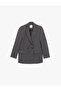 Long Sleeve Viscose Blended Double Breasted Collar Oversize Blazer Jacket - 3
