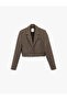 Double Breasted Long Sleeve Button Crop Blazer Jacket - 3