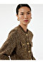 Long Sleeve Crew Neck Button Pocket Tweed Jacket