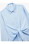 Aerobin Fabric Long Sleeve Satin Shirt with Front Tie Detail - 6
