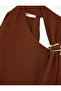 Crepe Fabric Asymmetric Halter Neck Sleeveless Blouse with Metal Accessories - 5