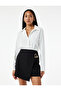 Mini Double-Breasted Shorts Skirt with Metal Accessory Detail - 2