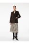 Standard Waist Leopard Patterned Pleated Midi Chiffon Skirt