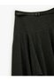 Asymmetrical Hem Belt Detailed Flared Wool Blend Flared Midi Skirt - 6