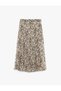 Standard Waist Leopard Patterned Pleated Midi Chiffon Skirt - 4