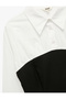 Slim Fit Long Sleeve Shirt with Corset Detail Using Two Different Fabrics - 5