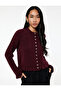 Ruffle Detailed Long Sleeve Crew Neck Knitwear Cardigan