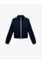 Raised Long Sleeve Slim Fit Stand Collar Zippered Striped Sweatshirt - 4