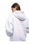 Raised Kangaroo Pocket Hooded Bow Back Printed Zippered Oversize Sweatshirt - 3