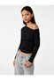 Slim Fit Off-Shoulder Long Sleeve Viscose Draped T-Shirt