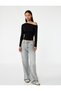 Slim Fit Off-Shoulder Long Sleeve Viscose Draped T-Shirt - 2