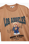 Short Sleeve Crew Neck Cotton Teddy Bear Printed Oversize T-Shirt - 5