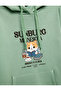 Kangaroo Pocket Detailed Hooded Sweatshirt with Raised Cat Print - 6