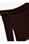 Slim Fit Textured Off-The-Shoulder Long Sleeve T-Shirt - 5