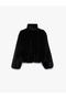Faux Fur Long Sleeve Shirt Collar Oversize Jacket - 4