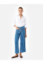 Regular Leg Button High Waist Cotton Wide Leg Crop Jeans - Wide Leg Jeans
