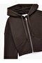 Raised Hooded Corset Detailed Zippered Crop Sweatshirt - 5