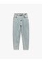 High Waist Button Pocket Straight Leg Mom Fit Jean Pants - Mom Slim Jean - 4
