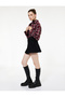 Buttoned Mini A-Line Flared Denim Skirt - 2