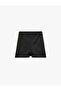 Suede Look Mini Shorts Skirt with Lacing Detail - 4