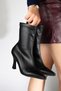 Leather Stretch (Sock) Boots Women's Short Block Heels 8 cm - 3