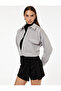 Suede Look Mini Shorts Skirt with Lacing Detail - 2