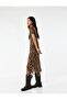 Asymmetrical U-Neck Short Balloon Sleeve Slit Lace-Up Floral Long Tulle Dress - 2