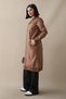 Ribbed Zippered Leather Cap - Brown - 5