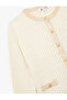 Buttoned Pocket Detailed Minimal Patterned Long Sleeve Crew Neck Knitwear Cardigan - 5