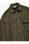 Classic Collar Pocket Detailed Oversize Buttoned Suede Look Shirt Jacket - 5