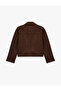 Classic Collar Long Sleeve Faux Suede Shirt with Snap Button Pocket Detail - 4